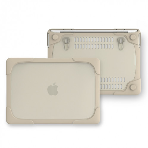 Pour Macbook Pro 13.3 pouces (A1708) & avec Touchbar (A1706) ordinateur portable TPU + PC pliant Antichoc Housse de protection avec support (Kaki) SH108K1643-012