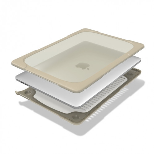 Pour Macbook Pro 13.3 pouces (A1708) & avec Touchbar (A1706) ordinateur portable TPU + PC pliant Antichoc Housse de protection avec support (Kaki) SH108K1643-012