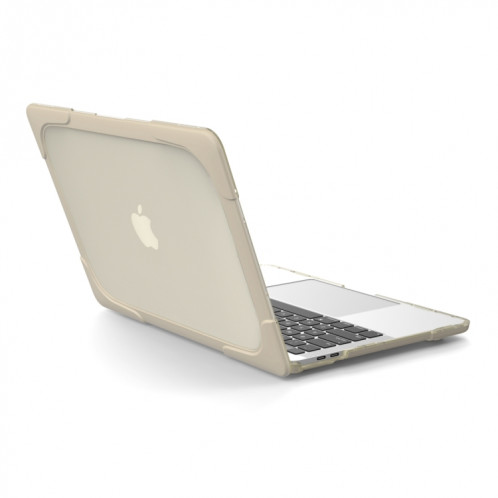 Pour Macbook Pro 13.3 pouces (A1708) & avec Touchbar (A1706) ordinateur portable TPU + PC pliant Antichoc Housse de protection avec support (Kaki) SH108K1643-012