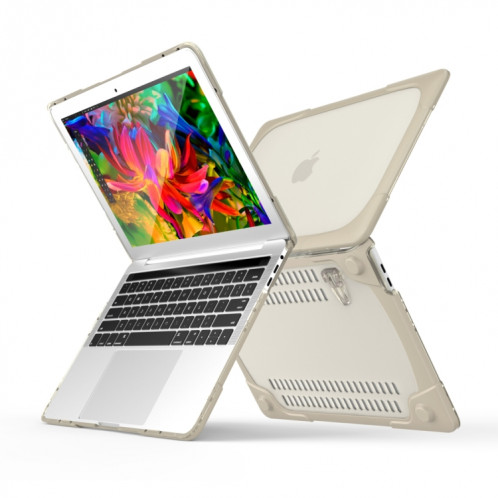 Pour Macbook Pro 13.3 pouces (A1708) & avec Touchbar (A1706) ordinateur portable TPU + PC pliant Antichoc Housse de protection avec support (Kaki) SH108K1643-012
