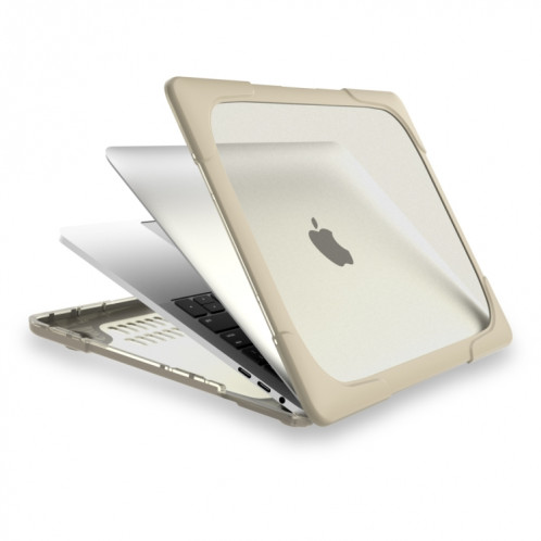 Pour Macbook Pro 13.3 pouces (A1708) & avec Touchbar (A1706) ordinateur portable TPU + PC pliant Antichoc Housse de protection avec support (Kaki) SH108K1643-012