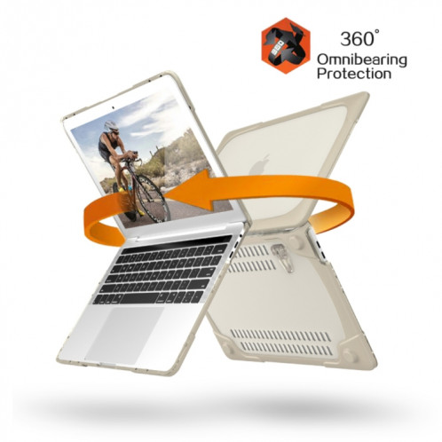 Pour Macbook Pro 13.3 pouces (A1708) & avec Touchbar (A1706) ordinateur portable TPU + PC pliant Antichoc Housse de protection avec support (Kaki) SH108K1643-012