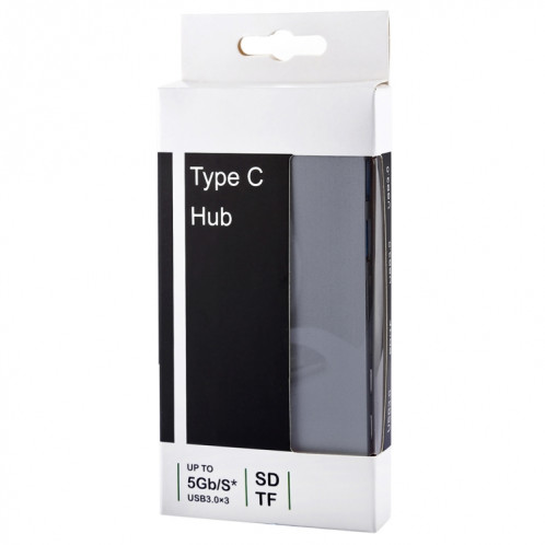 6 en 1 multi-fonction en alliage d'aluminium 5Gbps taux de transfert double adaptateur USB-C / Type-C HUB avec 2 ports USB 3.0 et 2 ports USB-C / Type-C et fente pour carte SD et fente pour carte TF pour Macbook SH711H1190-09