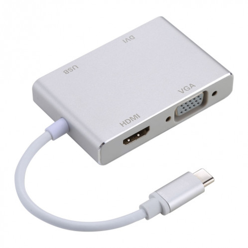 Hub 4 en 1 USB-C / Type-C vers VGA et DVI et adaptateur HDMI et USB, Hub 4 en 1 Adaptateur USB-C / Type-C vers VGA & DVI & HDMI & USB SH5121498-07
