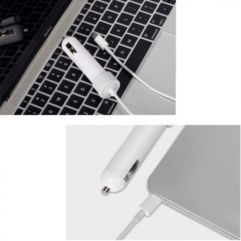 36W 5V 9V 12V 15V 3A DC USB-C / Type-C adaptateur de voiture avec 1 port USB pour Apple Macbook A1534, longueur: 2m (blanc) SH211W313-05