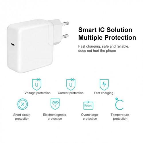 Adaptateur de chargeur d'alimentation 3.1 ports 29W USB-C / Type-C, fiche UE (blanc), pour iPhone X & 8 et 8 Plus, LG Nexus 5X, Google 5X / 6P, MiniS / Le 1 Pro, Xiaomi 4C / Mi 5s / Mi 5s Plus SH5811443-06