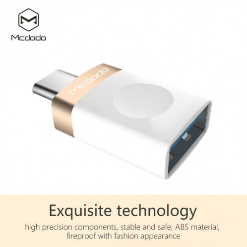 Mcdodo OT-1942 USB-C / Type-C vers USB 3.0 AF Adaptateur De Charge De Transmission De Données OTG, Mcdodo OT-1942 USB-C / Type-C vers USB 3.0 AF Adaptateur OTG de charge de transmission de données (Or) SM370J1532-013