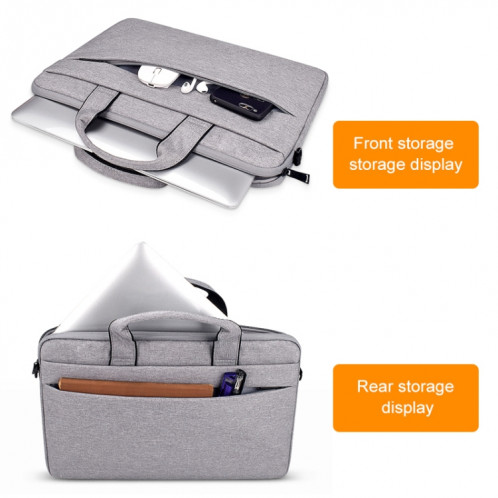 Poches latérales doubles universelles Wearable Oxford chiffon doux poignée Portable Laptop Tablet Bag, pour 13,3 pouces et ci-dessous Macbook, Samsung, Lenovo, Sony, Dell Alienware, CHUWI, ASUS, HP (Gris) SP583H691-09