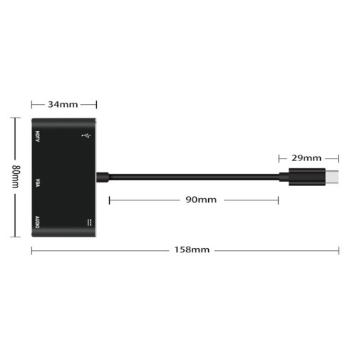 Convertisseur USB-C / Type-C vers HDMI / VGA / USB 3.0 / PD SH6610777-015