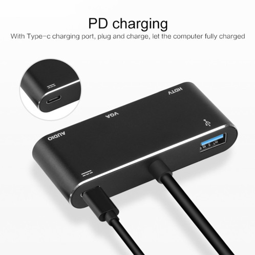Convertisseur USB-C / Type-C vers HDMI / VGA / USB 3.0 / PD SH6610777-015