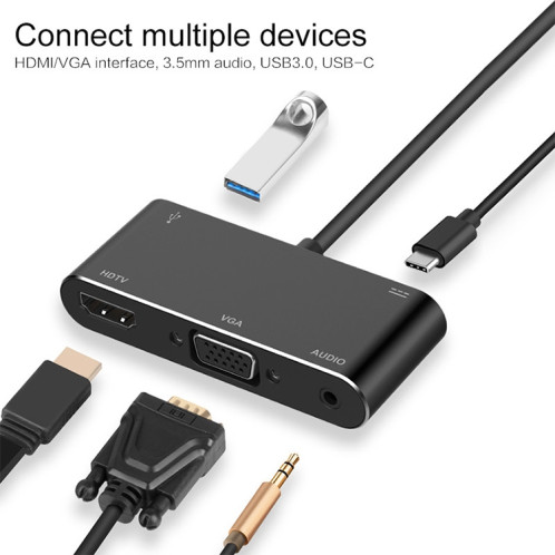 Convertisseur USB-C / Type-C vers HDMI / VGA / USB 3.0 / PD SH6610777-015