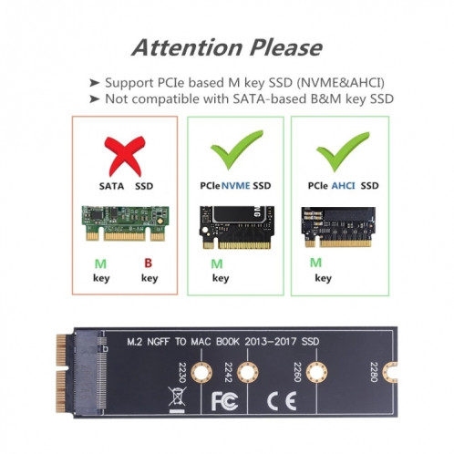 M.2 PCIE NVME SSD vers Mac Book Air Pro 2013-2017 SSD Disque dur Adaptateur pour A1465 A1466 A1398 A1502 SH77011064-05