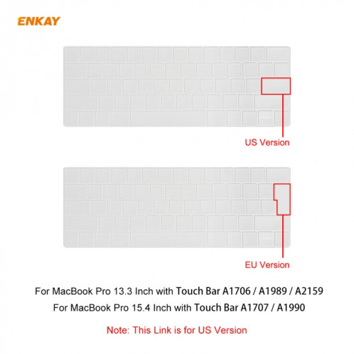 ENKAY TPU Housse de protection pour clavier pour MacBook Pro 13,3 pouces avec Touch Bar (2016) et Pro 15,4 pouces (2016) avec Touch Bar, version US SE78161662-08