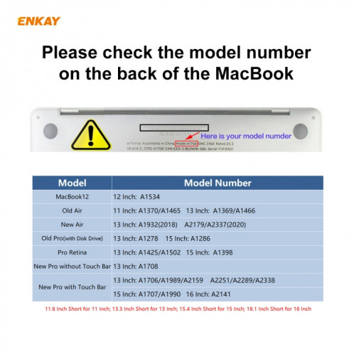 ENKAY pour Apple MacBook Pro 15.4 pouces (2016) HD PET protection d'écran SE78171392-07