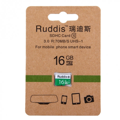 Carte mémoire Ruddis 16 Go haute vitesse classe 10 TF / Micro SDXC UHS-1 (U1) SH001294-05