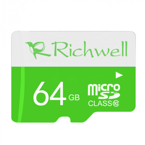 Richwell Carte mémoire Micro SD (TF) 64 Go grande vitesse de classe 10 SR05311973-09