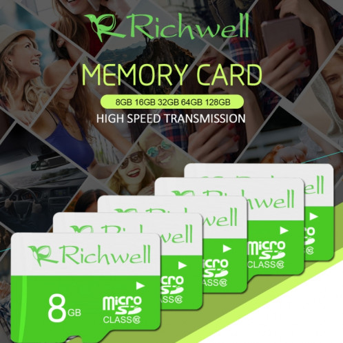 Carte mémoire micro SD (TF) Richwell 8 Go haute vitesse de classe 10 SR00581641-09