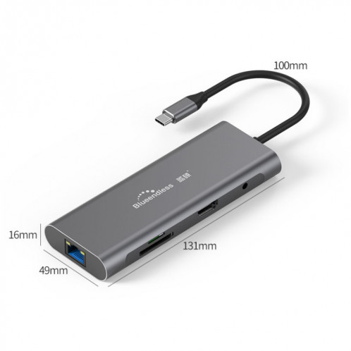 Blueendless 9 en 1 Station d'extension multifonction de type C / USB-C HUB SB32621377-013
