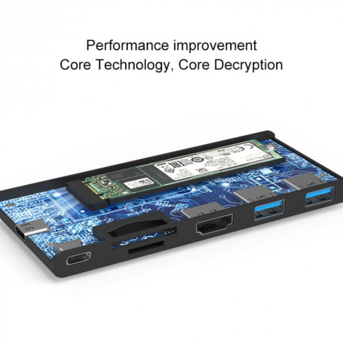 Blueendless 6 en 1 Station d'extension multifonction de type C / USB-C HUB M.2 NGFF Solid State Drive SB3274291-011