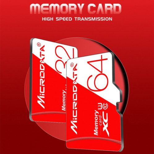 Carte mémoire MICRODATA 16 Go haute vitesse U1 rouge et blanche TF (Micro SD) SH57501987-012