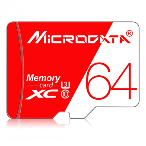 Carte mémoire MICRODATA 64 Go haute vitesse U3 rouge et blanche TF (Micro SD) SH57521388-012
