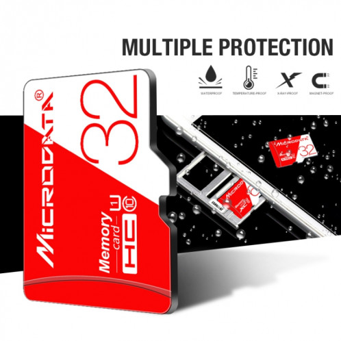 Carte mémoire MICRODATA 128 Go haute vitesse U3 rouge et blanche TF (Micro SD) SH57531184-012