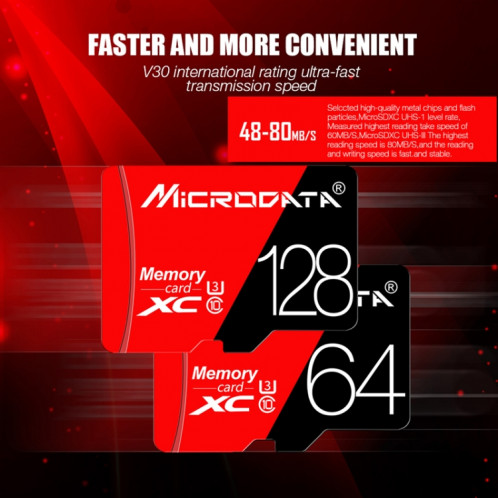 Carte mémoire MICRODATA 16 Go haute vitesse U1 rouge et noire TF (Micro SD) SH575415-010