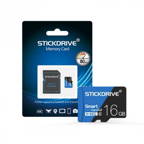 Carte mémoire STICKDRIVE 16 Go haute vitesse U1 bleue et noire TF (Micro SD) SH57591671-011