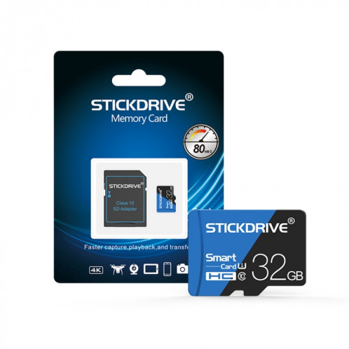 Carte mémoire STICKDRIVE 32 Go haute vitesse U1 bleue et noire TF (Micro SD) SH57601904-011