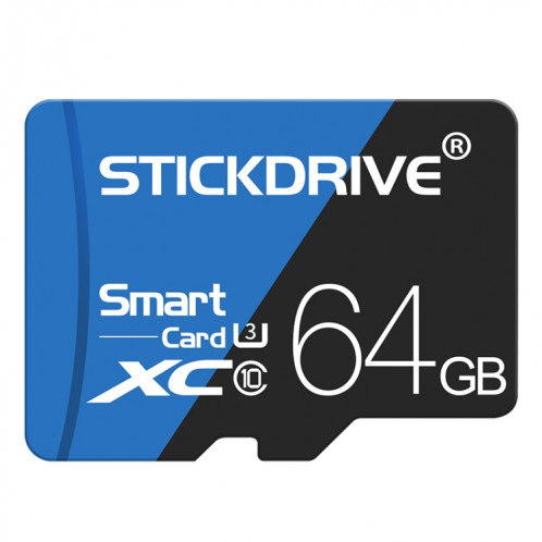 Carte mémoire STICKDRIVE 64 Go haute vitesse U3 bleue et noire TF (Micro SD) SH576187-011