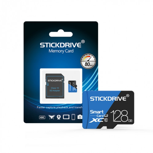 Carte mémoire STICKDRIVE 128 Go haute vitesse U3 bleue et noire TF (Micro SD) SH57621156-011