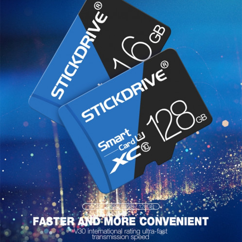 Carte mémoire STICKDRIVE 128 Go haute vitesse U3 bleue et noire TF (Micro SD) SH57621156-011
