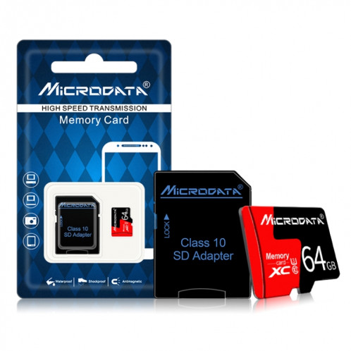 Carte mémoire MICRODATA 64 Go U3 rouge et noire TF (Micro SD) SH57661078-012