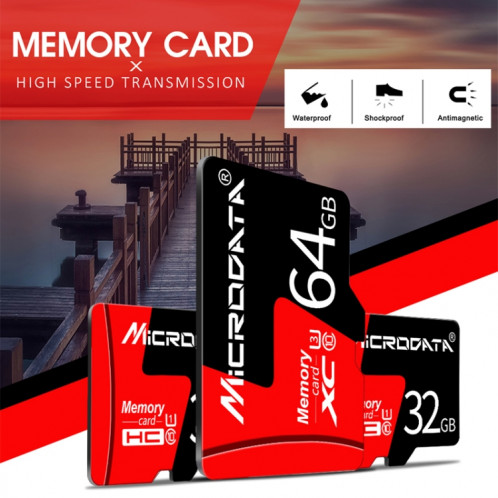 Carte mémoire MICRODATA 64 Go U3 rouge et noire TF (Micro SD) SH57661078-012