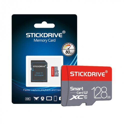 STICKDRIVE 128GB U3 Carte mémoire TF (Micro SD) rouge et grise SH57721679-09