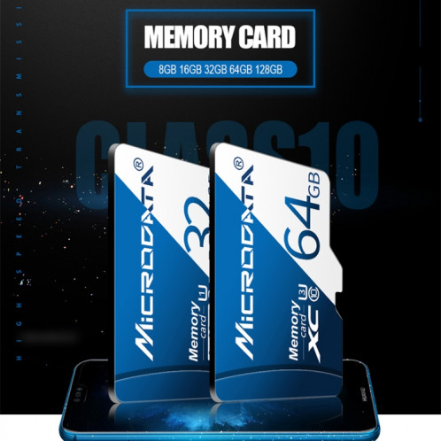 Carte mémoire MICRODATA 16 Go U1 bleue et blanche TF (Micro SD) SH57791062-012