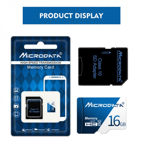 Carte mémoire MICRODATA 16 Go U1 bleue et blanche TF (Micro SD) SH57791062-012