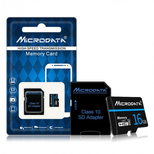 Carte mémoire MICRODATA 16 Go U1 Blue Line et Black TF (Micro SD) SH5791335-010