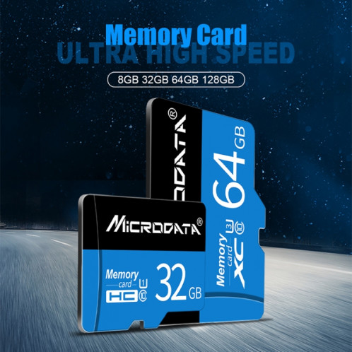 Carte mémoire MICRODATA 64 Go U3 bleue et noire TF (Micro SD) SH5798173-012