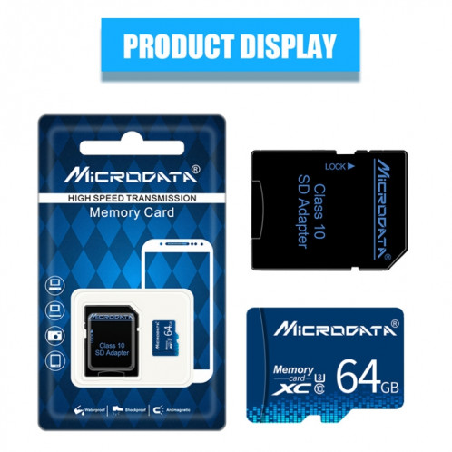 Carte mémoire MICRODATA 64 Go U3 Blue TF (Micro SD) SH5803206-011