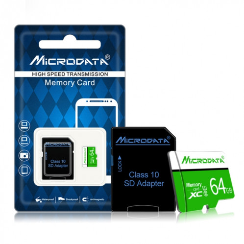 Carte mémoire MICRODATA 64 Go U3 verte et blanche TF (Micro SD) SH5813136-09