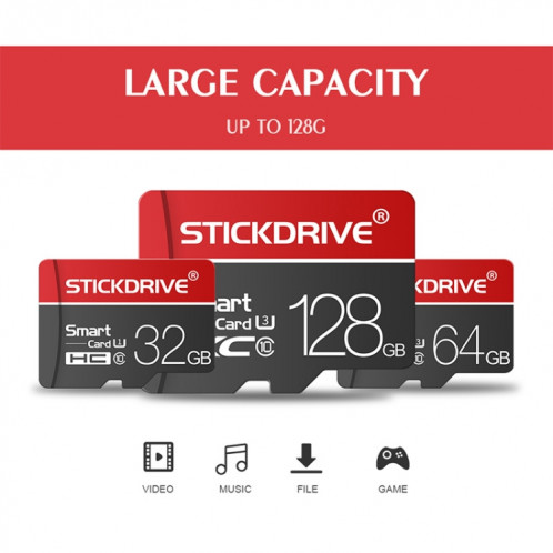 STICKDRIVE 16GB U1 White Line Carte mémoire TF rouge et noire (Micro SD) SH58311004-011