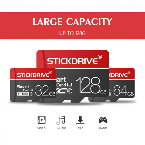 STICKDRIVE 16GB U1 White Line Carte mémoire TF rouge et noire (Micro SD) SH58311004-011