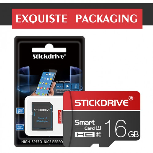 STICKDRIVE 16GB U1 White Line Carte mémoire TF rouge et noire (Micro SD) SH58311004-011