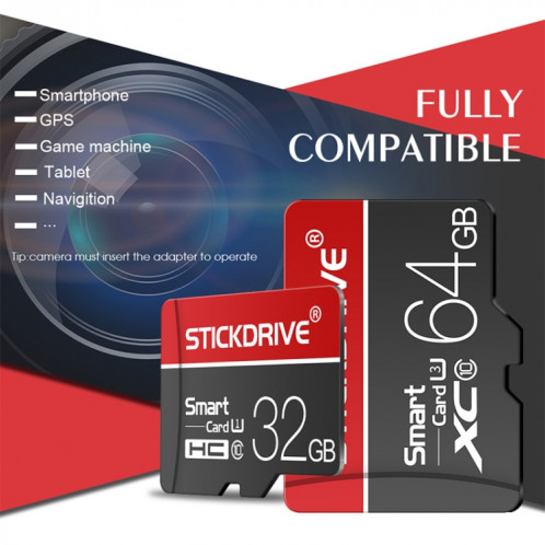 STICKDRIVE 16GB U1 White Line Carte mémoire TF rouge et noire (Micro SD) SH58311004-011