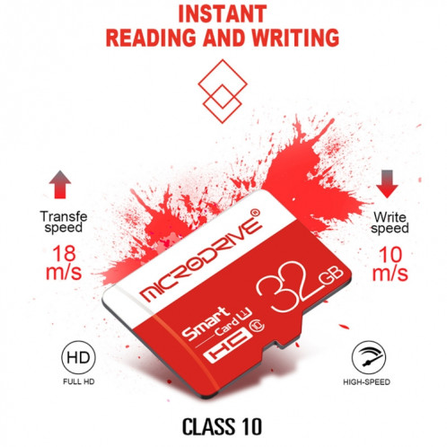 Carte mémoire Micro SD (TF) 16 vitesses grande vitesse Microdrive de classe 10 SH58491256-011