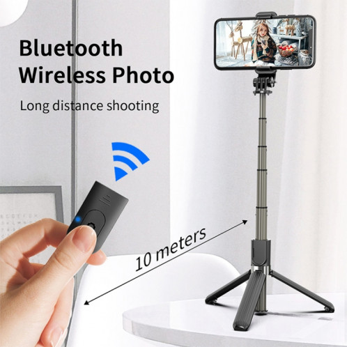 Bâton de selfie de trépied Bluetooth pliable en alliage d'aluminium L03 (noir) SH179B1921-014