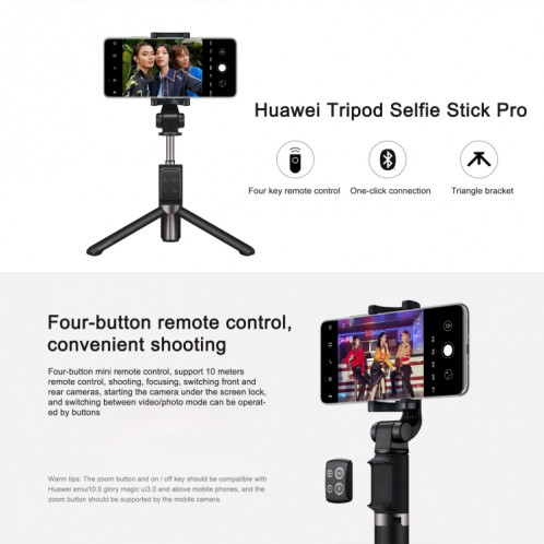 Selfie Stick Selfie Self Timer avec trépied Bluetooth sans fil d'origine Huawei (noir) SH196B787-010