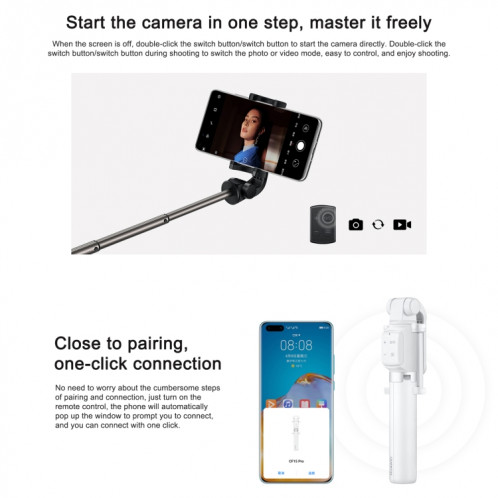 Bâton Selfie Selfie Self Timer avec trépied Bluetooth sans fil d'origine Huawei (blanc) SH196W1458-010