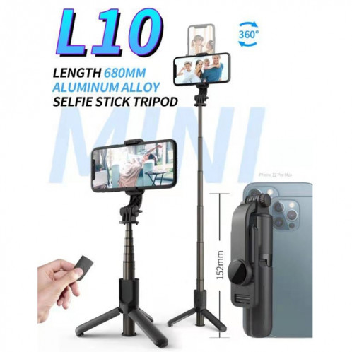 Support de téléphone mobile Trépied Selfie Bluetooth L10 Mini Bluetooth (Noir) SH247B1026-07